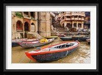Boats on River Ganges, Varanasi, India Fine Art Print