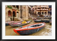 Boats on River Ganges, Varanasi, India Fine Art Print