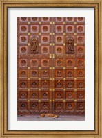 Dog and Door at Temple in Sai Baba ashram, India Fine Art Print