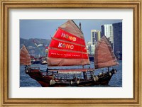 Duk Ling Junk Boat Sails in Victoria Harbor, Hong Kong, China Fine Art Print