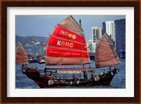 Duk Ling Junk Boat Sails in Victoria Harbor, Hong Kong, China Fine Art Print