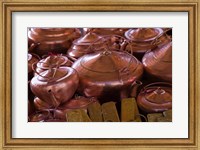 Copper kettles, Lijiang Market, Lijiang, Yunnan Province, China Fine Art Print