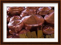 Copper kettles, Lijiang Market, Lijiang, Yunnan Province, China Fine Art Print