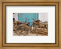Group of bicycles in alley, Delhi, India Fine Art Print