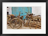 Group of bicycles in alley, Delhi, India Fine Art Print