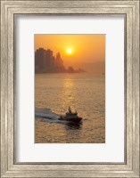 Sunset view from Victoria Harbor and Kowloon, Hong Kong, China Fine Art Print