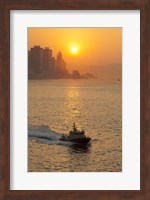 Sunset view from Victoria Harbor and Kowloon, Hong Kong, China Fine Art Print