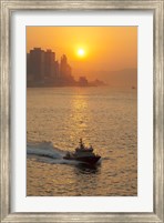 Sunset view from Victoria Harbor and Kowloon, Hong Kong, China Fine Art Print