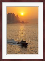 Sunset view from Victoria Harbor and Kowloon, Hong Kong, China Fine Art Print