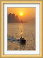 Sunset view from Victoria Harbor and Kowloon, Hong Kong, China Fine Art Print