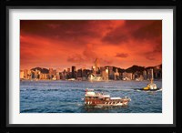 Hong Kong Harbor at Sunset, Hong Kong, China Fine Art Print