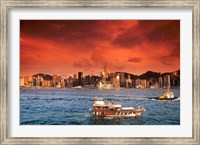 Hong Kong Harbor at Sunset, Hong Kong, China Fine Art Print