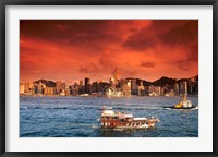 Hong Kong Harbor at Sunset, Hong Kong, China Framed Print