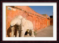 Old Temple with Stone Elephant, Downtown Center of the Pink City, Jaipur, Rajasthan, India Fine Art Print