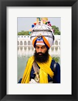 Sika Hindu Religious Man in Bangla Shib Gurudwara, Sika Great Temple, New Delhi, India Fine Art Print