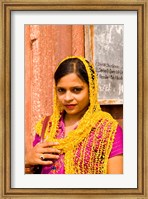 Woman in Colorful Sari in Old Delhi, India Fine Art Print
