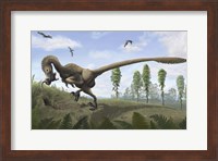 Saurornitholestes seeks prey in burrows Fine Art Print
