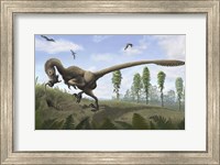 Saurornitholestes seeks prey in burrows Fine Art Print