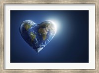 Heart-shaped planet Earth on a dark blue background Fine Art Print