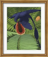Microraptor gui snacking on a cycad fruit Fine Art Print