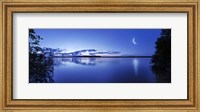 Moon rising over tranquil lake against moody sky, Mozhaisk, Russia Fine Art Print