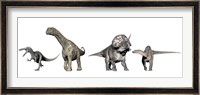 Left to Right: Suchomimus, Argentinosaurus, Zuniceratops, Dicraeosaurus Fine Art Print
