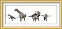 Left to Right: Suchomimus, Argentinosaurus, Zuniceratops, Dicraeosaurus Fine Art Print