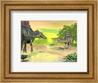 Confrontation between two Spinosaurus dinosaurs Fine Art Print