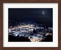 Aerial view of Port Hercules in Monaco at night Fine Art Print