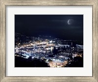 Aerial view of Port Hercules in Monaco at night Fine Art Print