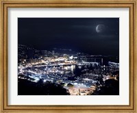 Aerial view of Port Hercules in Monaco at night Fine Art Print