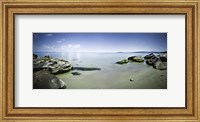 Panoramic view of tranquil sea and boulders against blue sky, Burgas, Bulgaria Fine Art Print