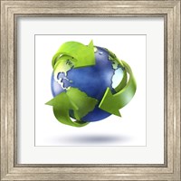 3D Rendering of planet Earth surrounded by the recycle symbol Fine Art Print