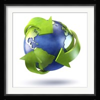 3D Rendering of planet Earth surrounded by the recycle symbol Fine Art Print