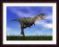 Aucasaurus dinosaur running in the grass Fine Art Print