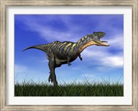 Aucasaurus dinosaur running in the grass Fine Art Print