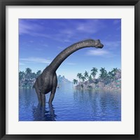 Brachiosaurus dinosaur in a tropical climate Fine Art Print