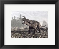 Einiosaurus dinosaur roaring in nature Fine Art Print