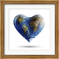 Heart-shaped planet Earth on a white background Fine Art Print