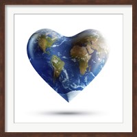 Heart-shaped planet Earth on a white background Fine Art Print