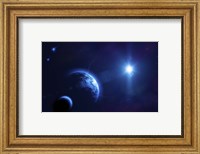 Planet Earth and its moon in outer space Fine Art Print