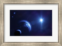 Planet Earth and its moon in outer space Fine Art Print