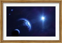 Planet Earth and its moon in outer space Fine Art Print