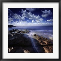 Rocky shore and tranquil sea, Portoscuso, Sardinia, Italy Fine Art Print