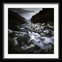 Small river flowing over large stones in the mountains of Pirin National Park, Bulgaria Fine Art Print
