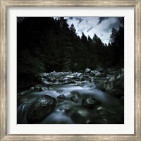 Small river flowing over stones covered with moss, Pirin National Park, Bulgaria Fine Art Print