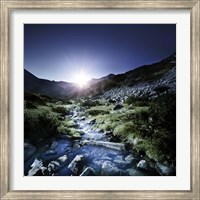 Small stream in the mountains at sunset, Pirin National Park, Bulgaria Fine Art Print