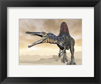 Spinosaurus dinosaur roaring in the desert Fine Art Print