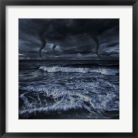 Tornados in a rough sea against stormy clouds, Crete, Greece Fine Art Print