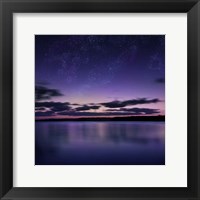 Tranquil lake against starry sky, Russia Fine Art Print